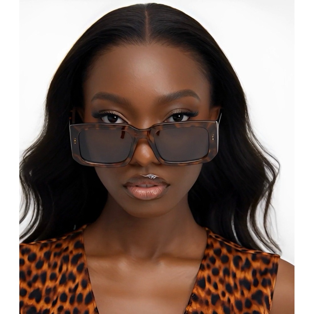 Sunglasses‎ Stylish Trendy Women Tortoise Frame Square Brown Lens Gafas Lentes - Picture 7 of 9